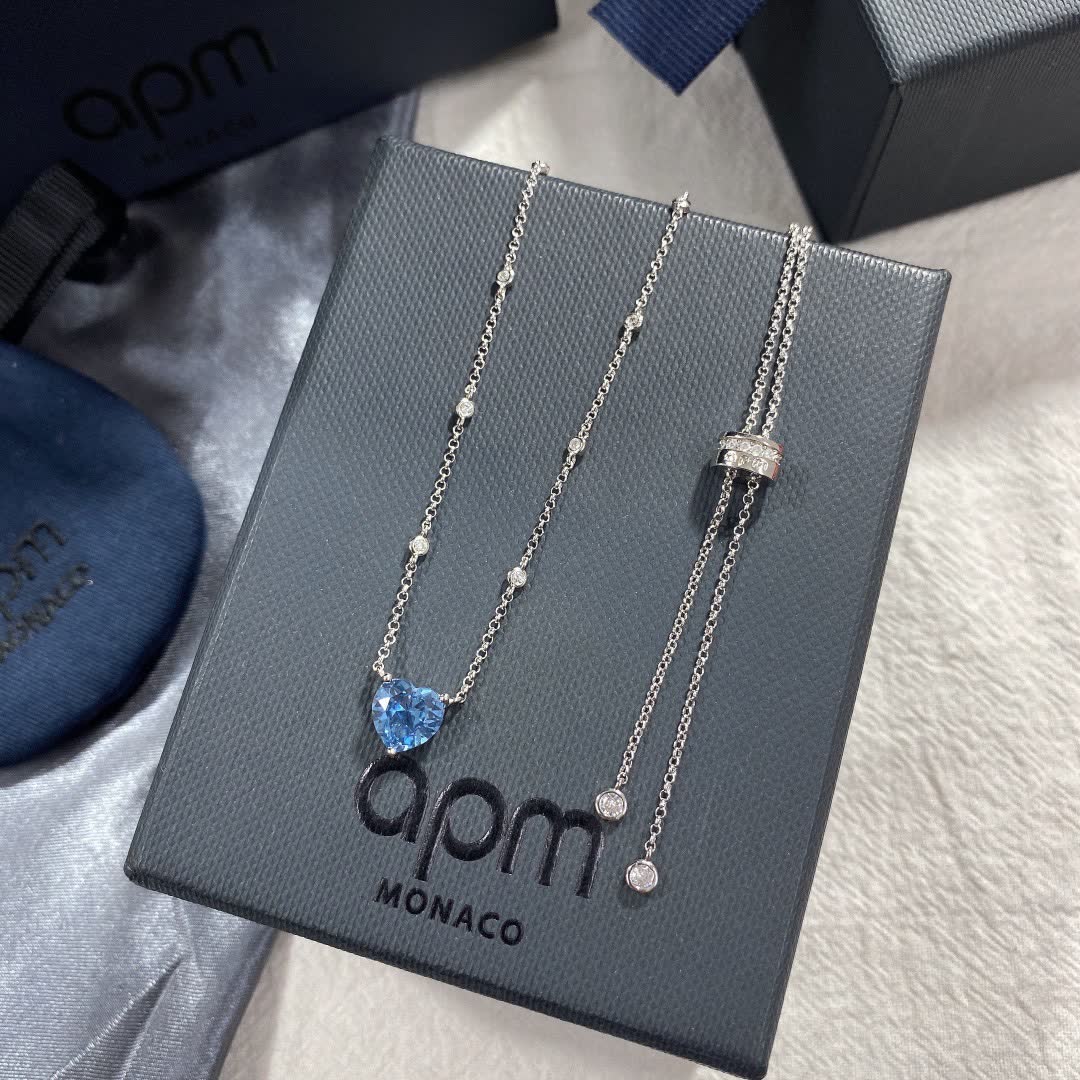 APM Monaco Heart-Shaped Blue Topaz Necklace